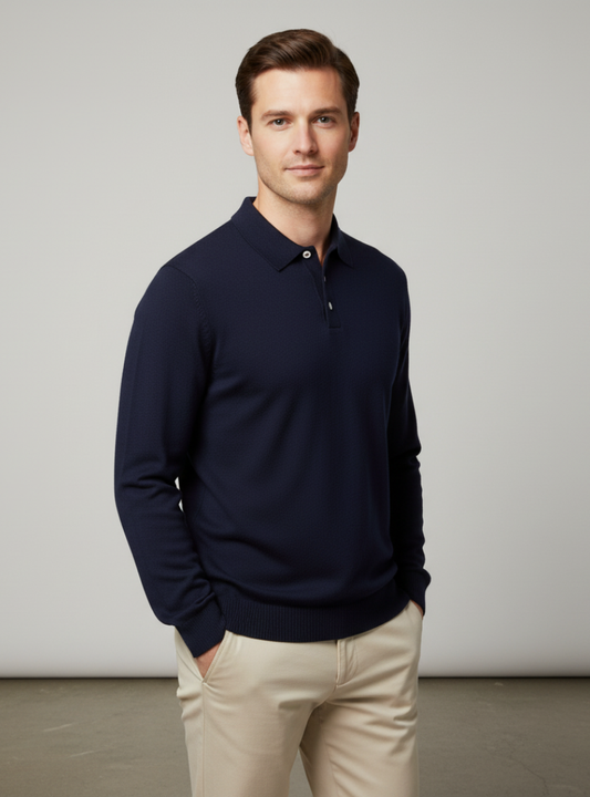 Men's Dark Blue Polo Sweater