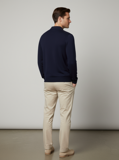 Men's Dark Blue Polo Sweater