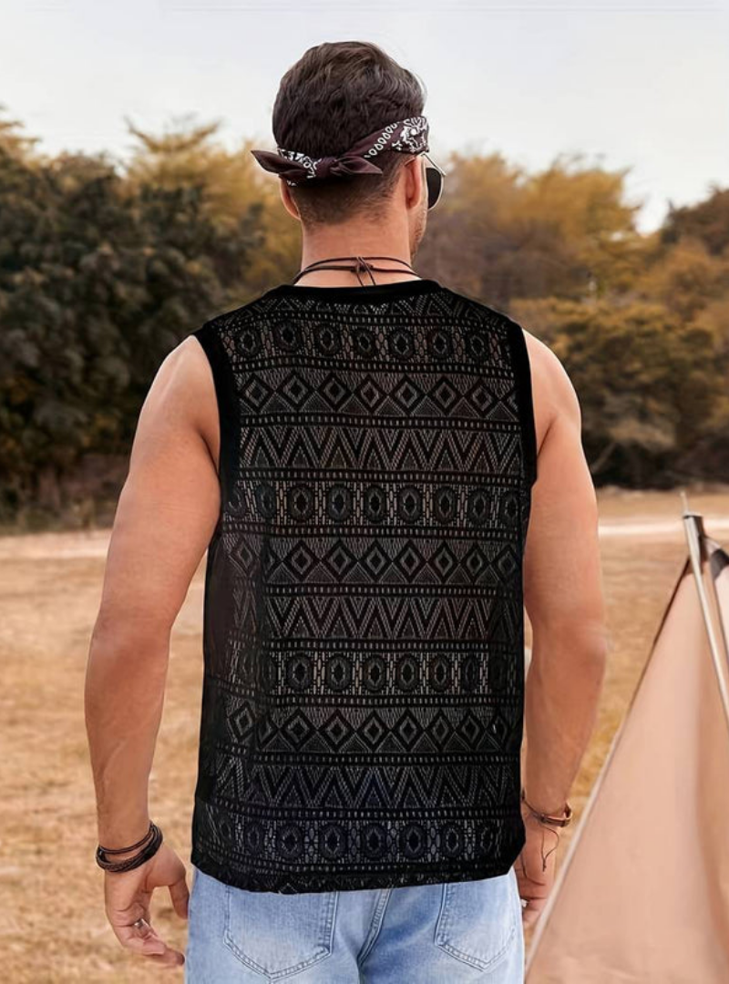Men’s Sleeveless Knit Tank Top – Patterned Pullover Vest – Casual Summer Layer