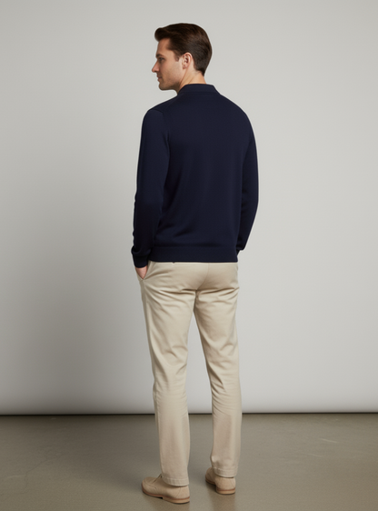 Men's Dark Blue Polo Sweater