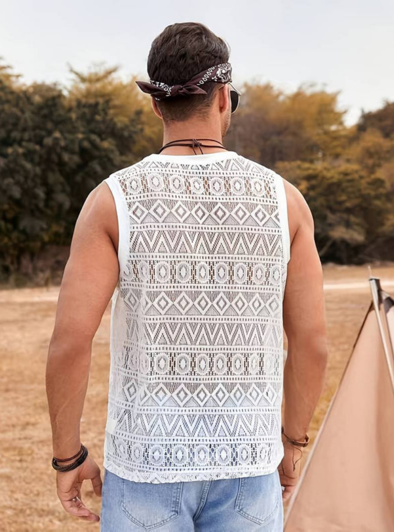 Men’s Sleeveless Knit Tank Top – Patterned Pullover Vest – Casual Summer Layer